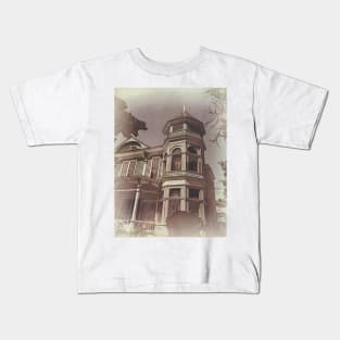 Victorian House Detail In Sepia photograph Kids T-Shirt